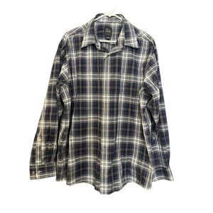 Jos. A. Bank Men’s Long Sleeve Button Up Shirt Blue Plaid 100% Cotton Size XL